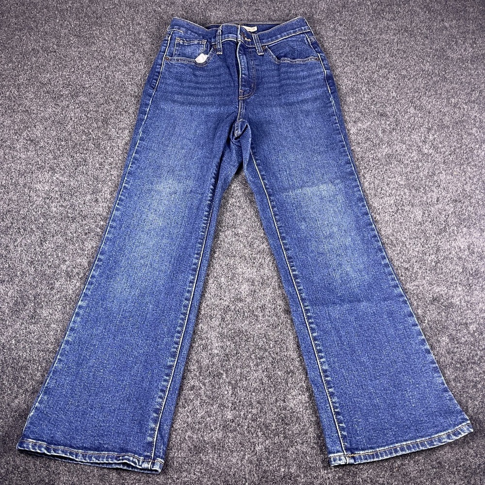 Levi's High Waisted Crop Flare Jeans Women's W27 L27 Medium Blue Wash Denim